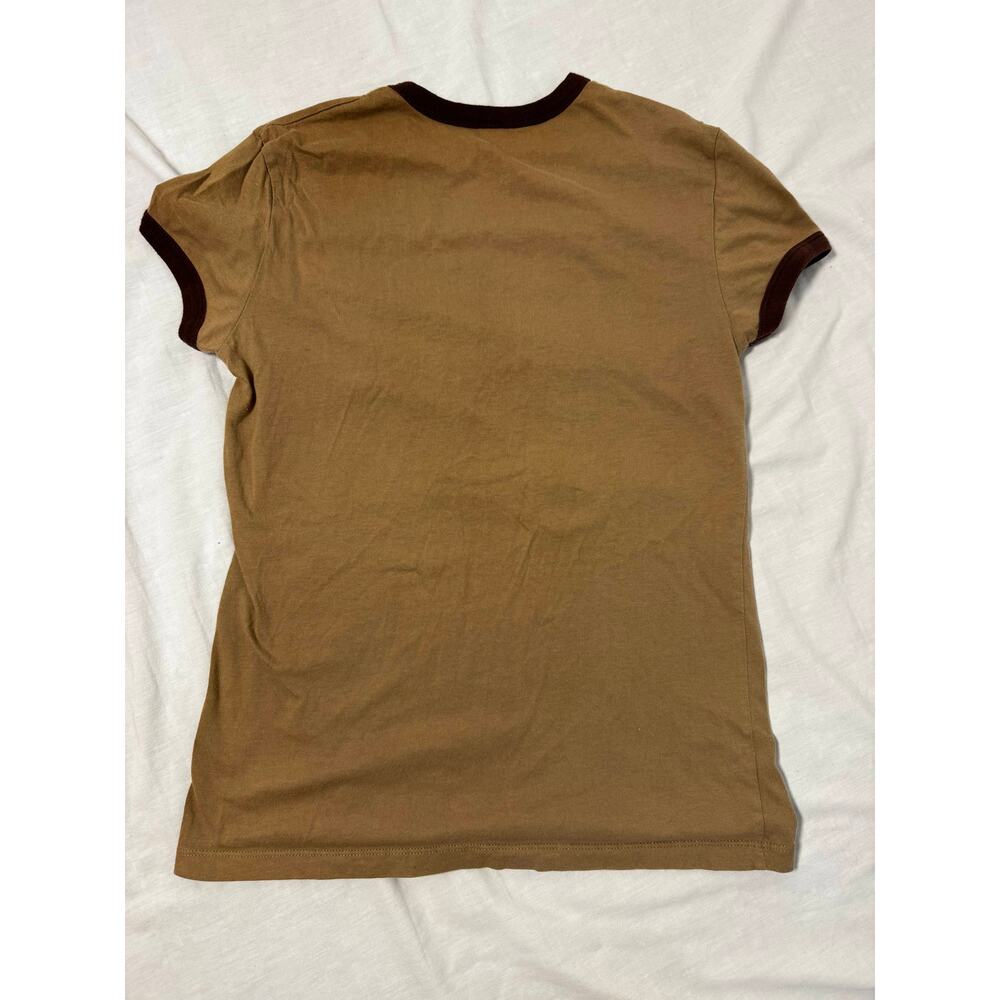 Y2K Looney Tunes Tweety Bird Brown Ringer Tee Cotton Juniors Large - Picture 3 of 3